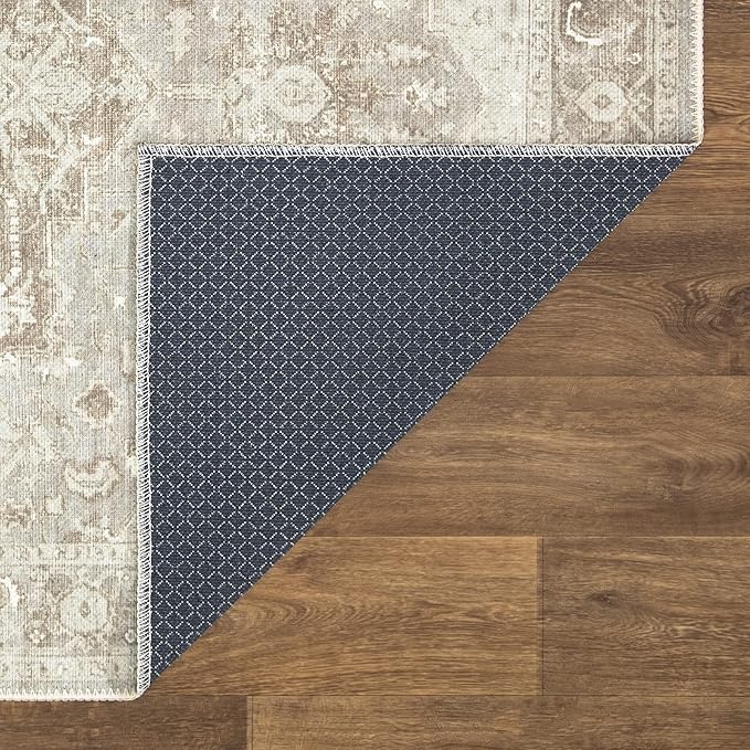 Bloom Rugs Washable Non-Slip 5' x 7' Rug - Beige/Gray Traditional Area Rug for Living Room, Bedroom, Dining Room, and Kitchen - Exact Size: 5' x 7'