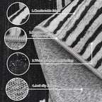 HelloTree Area Rug for Living Room Washable Geometric Moroccan Rug Stripe Farmhouse Bohemian Minimalistic Non Slip Non Shedding Ultra Thin Soft Rug for Bedroom Office DiningRoom Nursery-Black 5'x7'
