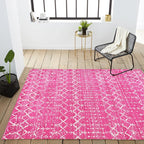 JONATHAN Y Boho Vintage Diamond Fuchsia/Ivory Indoor Area Rug 4X6 ft, Moroccan Hype for Living Room, Bedroom, Kitchen, Office, Easy-Cleaning, High Traffic, Pet-Friendly, Non-Shedding (MOH101G-4)