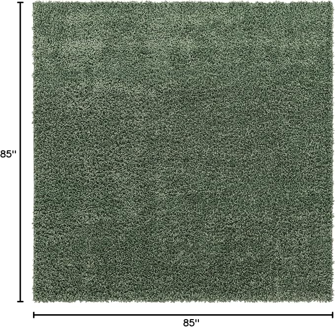 Unique Loom Davos Shag Collection Area Rug - Solid (7' 1" Square, Sage)
