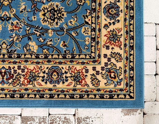 Unique Loom Sialk Hill Collection Area Rug - Washington (9' x 12' Rectangle Light Blue/Navy Blue)