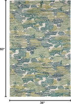 Dash and Albert x Kit Kemp Ladycross Wool Area Rug - 3' x 5' Green Graphic Hand Hooked Accent Rug - Durable, High Traffic Areas Living Room, Hallway, Stairs