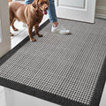 LUMI Inside Door Mat for Entry 36''x59'', Absorbent, Dirt Trapper, Low Profile Thin, Non Slip Mats with Rubber Backing, Ideal for Indoor, High Traffic, Garage, Entrance, Checkered Black