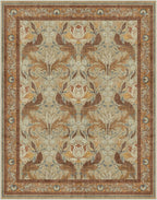 Bavni 8x10 Area Rugs for Living Room, Microfiber Machine Washable Non-Slip Vintage Floral Rug, Low Pile Lightweight Carpet for Bedroom, Dining Room, Home Office, Beige & Terracotta