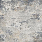 Square Area Rugs : Washable 8x8 Neutral Modern Abstract Carpet for Living Room Bedroom - Soft Floor Mat with Non Slip Backing for Kitchen Nursery Dorms Farmhouse Home Decor - Blue Grey