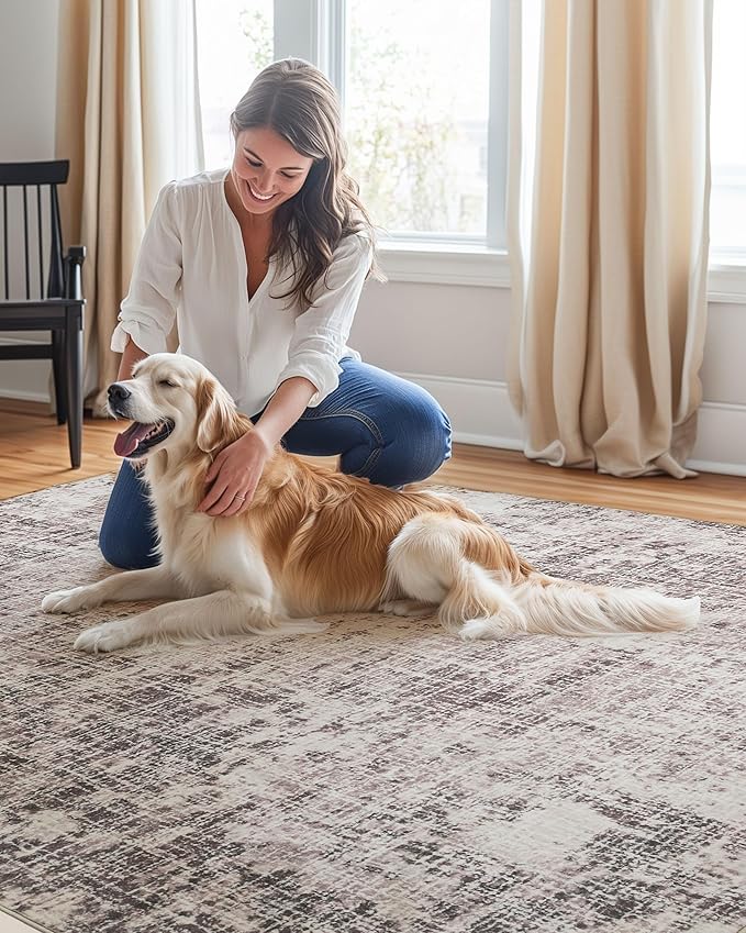ILANGO 9x12 Modern Area Rug for Living Room Ultra Soft Machine Washable Lightweight Kid & Pet Friendly Stain Resistant Non-Shedding Large Carpet for Bedroom Dining Room Home Office Mat