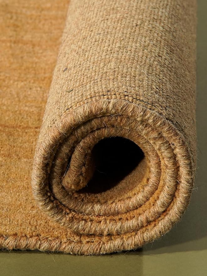 Rugsotic Carpets Hand Knotted Gabbeh Wool 6'x9' Area Rug Solid Gold L00111