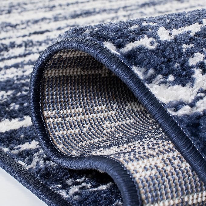 SAFAVIEH Adirondack Collection Runner Rug - 2'6" x 10', Navy & Ivory, Modern Ombre Design, Non Shedding & Easy to Clean, Ideal for Hallway, Foyer, Kitchen, Entryway, Bedroom (ADR113N)