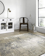 Loloi Teagan Collection TEA-06 Sand/Mist 3'-4" x 5'-7" Accent Rug, Large, Soft Neutral Rug, High-Traffic for Living Room, Bedroom, Home Office, Dining Area