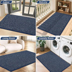 BEQHAUSE Dirt Trapper Door Mat 24" x 36", Non-Slip Washable Doormats Entrance Mat, Dirt Resistant and Absorbent Welcome Mat, Low Profile Floor Mats for Front Back Door and Entryway, Blue