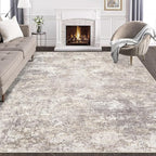 Area Rug Living Room Rugs - 7x10 Washable Large Soft Indoor Neutral Modern Abstract Low Pile Rug Carpet for Bedroom Dining Room Farmhouse Home Office - Brown