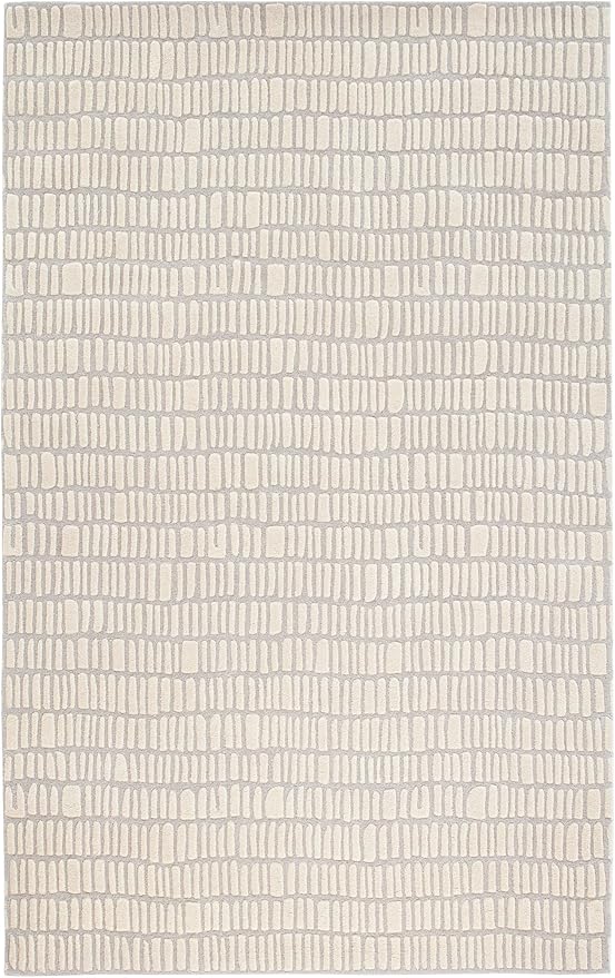 Dash & Albert Roark Ivory Hand Tufted Wool Rug, 2.5 X 8 Feet, Grey/Ivory Geometric Pattern