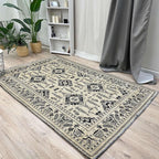 Alfa Rich 3x5 Beige Black Washable Area Rugs for Living Room Bedroom Kitchen Dining Cotton Runner
