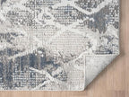 Adel Modern Area Rug for Living Room, 6x9 Rustic Distressed Abstract Blue Rug, Medium Pile Stain Resistant Carpet for Bedroom, Dining Room or Kitchen (6' x 9', Blue)