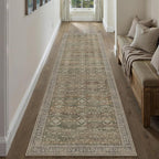 2x8 Brown Area Rug Runners for Hallways Washable Vintage Distressed Carpet Low Pile Non Slip Indoor Retro Soft Long Accent Rug Bedroom Kitchen Bathroom Laundry Dining Living Room