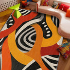 Abstract Rugs for Living Room - Retro Pop Art Colorful Area Rugs 7x10, Hippie Aesthetic Funky High Traffic Lightweight Extra Large Carpet Home Decor #C103