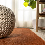 Eyely UES100M-210 Supersoft Haze Solid Low-Pile Indoor Runner Rug Casual;Contemporary;Solid;Traditional, Bedroom, Kitchen, Living Room, Easy-Cleaning, Non-Shedding, 2 X 10, Orange