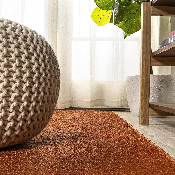 Eyely UES100M-210 Supersoft Haze Solid Low-Pile Indoor Runner Rug Casual;Contemporary;Solid;Traditional, Bedroom, Kitchen, Living Room, Easy-Cleaning, Non-Shedding, 2 X 10, Orange