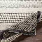 Mark&Day Wool Rugs, 6x9 Tervoort Global Black Area Rug, Blue Beige Carpet for Living Room, Bedroom or Kitchen (6' x 9')