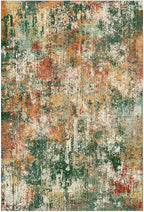 Washable Area Rugs 2'x10' Non-Slip Modern Abstract Soft for Living Room Entryway Bedroom Nursery, Print Pattern, Green Orange Rust Red Cream Colorful