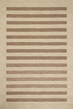 Loloi Leanne Ford Craven Collection CVN-05 Oatmeal/Bark 2'-3" x 3'-9" Accent Rug Striped, Patterned, Neutral, Entryway, Mudroom, Bathroom, and Kitchen