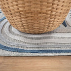 CAMILSON Indoor Outdoor Rug, Blue 8x10 Geometric Arch Striped Area Rugs for Patio and Home Areas, Easy-Cleaning Non-Shedding Living Room, Garden and Deck Washable Outside Carpet (8 x 10)