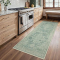 Runner Rug 2'6''x6 Non Slip Machine Washable Vintage Hallway Runner Rug, Low PileLight Weight Rugs for Entryway, Hallway, Kitchen and Corridor, Green