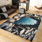 Visual Illusion Canyon Living Room Rug, 5x7ft, 3D Visual Effect Stream Indoor Throw Mat, Stone Crack Ultra Soft Home Decor Carpet, Thin Low Pile Machine Washable Rugs for Entrance