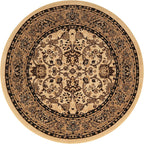 Unique Loom Sialk Hill Collection Area Rug - Washington (5' 1" Round Ivory/Black)