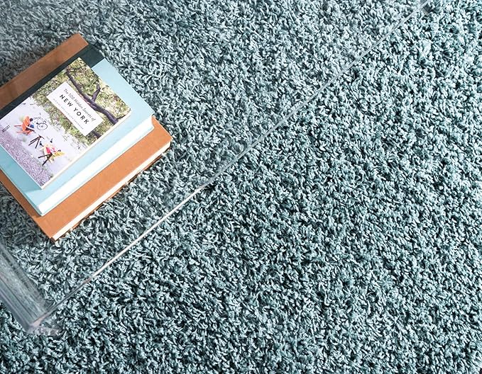 Unique Loom Solid Shag Collection Area Rug (2' 6" x 16' 5" Runner, Light Slate Blue)