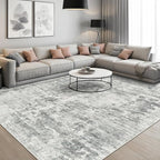 6x9 Abstract Area Rugs for Living Room 6 x 9 Washable Non Slip Low Pile Gray Rugs for Bedroom Dining Room Foldable Thin Gray White