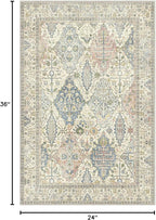 Bavni Area Rug 2X3, Small Aesthetic Entryway Rug, Non Slip Rugs for Front Door, Vintage Indoor Washable Carpet for Kitchen Bathroom, Beige Ivory