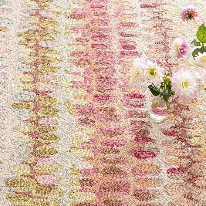 Dash and Albert Paint Chip Wool Area Rug - 5' x 8' Pastel Graphic Hand Micro Hooked Accent Rug - Durable, High Traffic Areas Hallway, Living Room, Stairs