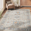 jinchan Area Rug 6x9 Washable Living Room Rug Vintage Distressed Orange Multi Floral Floor Cover Indoor Mat Retro Carpet Bedroom Office Kitchen Farmhouse