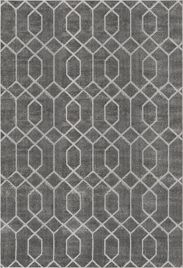 Unique Loom Glam Collection Area Rug - Trellis (6' 1' x 9' Rectangle, Gray Silver/ Silver)
