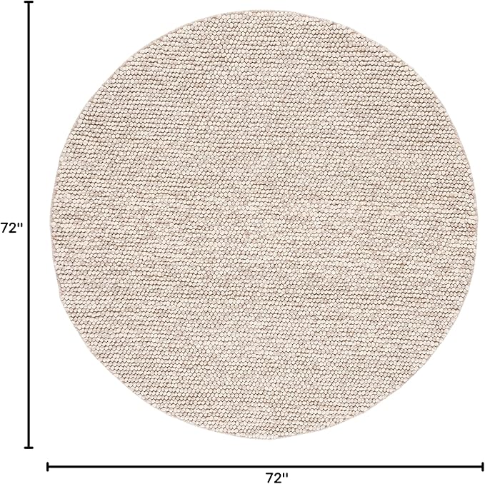SAFAVIEH Natura Collection Area Rug - 6' Round, Beige, Handmade Wool Blend, Textured Design, Ideal for Living Room, Bedroom, Dining Space (NAT620B)