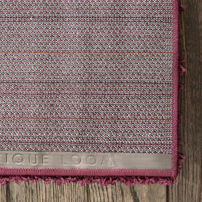 Unique Loom Solid Shag Collection Area Rug (8'x 11' Rectangle, Eggplant Purple)