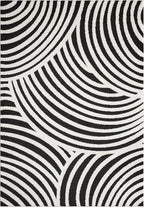 Abani Nomad Cream & Black Area Rug 5' x 8' for Living Room, Bedroom - Black Linear Curves Design - Durable & Easy to Clean
