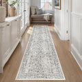 Black Runner Rug 2x14 Hallway Machine Washable Kitchen Vintage Distressed Non Slip Long Carpet Indoor Retro Floral Bedroom Accent Throw Rug for Bathroom Office Laundry Dining Living Room