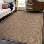 Beverly Rug Easy Jute Natural Rug 4x6 Solid Washable Durable Outdoor Indoor Area Rugs for Living Dining Room Patio Office Stain Resistant Non Shedding Casual Indoor Outside Carpet (4 x 6 Natural)