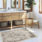 RUGGABLE Washable Vintage Area Rug – Kamran Hazel 3x5, Stain-Resistant, Non-Slip – Small Machine Washable Rugs for Living Room, Bedroom, Hallway, Entryway & Office–with Cushioned Pad