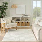 Nourison Home Textured Home Ivory 5'3" x 7' Area Rug - Easy Clean, Non Shedding, Bed Room, Living Room, Dining Room, Kitchen (5' x 7')