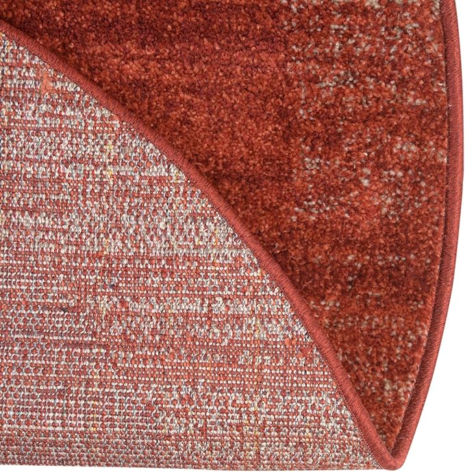 Rugs.com Angelica Collection Rug – 4 Ft Round Terracotta Medium Rug Perfect for Kitchens, Dining Rooms