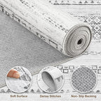 Nakagishi Area Rug Living Room Rugs: 4X6 Machine Washable Boho Large Neutral Farmhouse Stain Resistant Moroccan Indoor Floor Carpet for Bedroom Nursery Dorm Dining Room Home-Color Gray