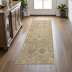 Bavni 2x5 Runner Rug Non Slip, Machine Washable Rug Runners for Hallways, Vintage Distressed Print Kitchen Runner, Low Pile Lightweight Carpet Runner for Entryway Laundry Bedroom Bathroom Nut Brown