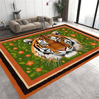 Tiger Print Rug,5x7ft,The Tiger is Surrounded by Orange and Green Floral Patterns. This Rug is Suitable for Boys and Girls' Bedrooms，Anti-Slip Carpet Suitable for Living Room Bedroom Home Decoration