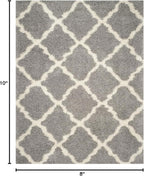 SAFAVIEH Area Rug 8x10 - Dallas Shag Collection - Large - Grey & Ivory, Trellis Pattern, Non-Shedding & Easy Cleaning, Plush Thick Pile, Ideal for Living Room, Bedroom, Dining Space (SGD257G)