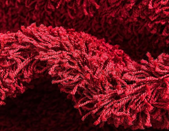 Unique Loom Solid Shag Collection Area Rug (2' 7" x 10' Runner, Cherry Red)