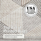 ReaLife Rugs Machine Washable Area Rug Runner - Living Room Bedroom Bathroom Kitchen Entryway Office - Padded Low Pile Stain Resistant Premium - Modern Geometric Contemporary - Miles - Beige 3' x 5'