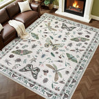 6x9 Area Rugs Living Room Rug: Vintage Washable Rug Floral Soft Carpet Indoor Floor Non-Slip Boho Stain Resistant Large Carpets for Bedroom Kids Nursery Dining Room Farmhouse Home Office Beige